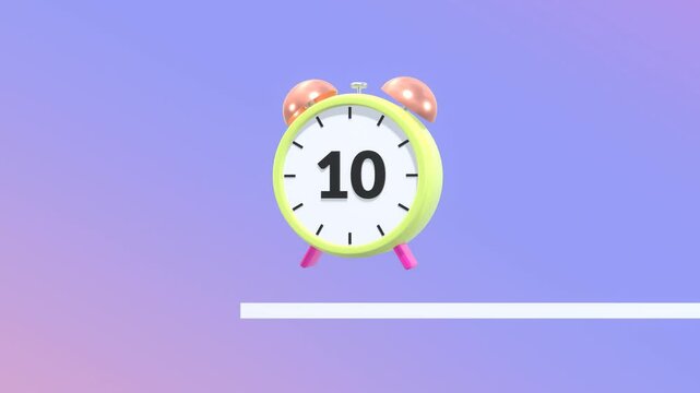 15 Seconds Countdown With Gradient Background. Animated Clock With Countdown Number. Countdown Video. Countdown Video With Progress Bar.