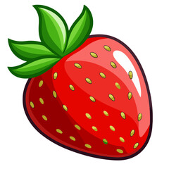 Obraz premium Strawberry set. Red strawberries with leaves and flowers. Juicy summer berries. Flat Vector illustration isolated on white background