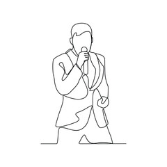 One continuous line drawing of Vocalist vector illustration. Vocalist design in simple continuous linear style vector concept. Music themes design for educational presentation and business purpose.