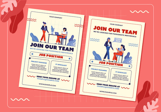 Modern Job Hiring Flyer Recruitment Announcement Business Template