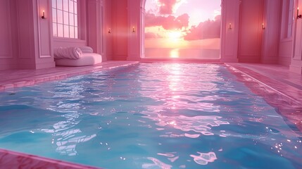 Pink Pool Sunset: Luxury Interior Design