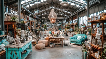 A Rustic Industrial Interior Decorated with Vintage Furniture and Accessories