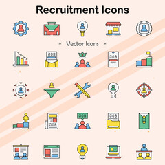 Icons representing recruitment and hiring processes.