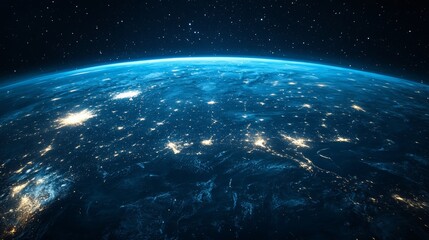 Fototapeta premium Earth at Night from Space City Lights Global Illumination Satellite View