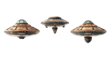 Alien Spaceships Collection Isolated on a White Background Generative AI
