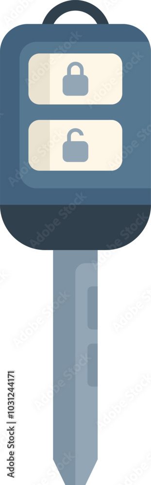 Poster car key with buttons showing locking and unlocking system for a modern vehicle