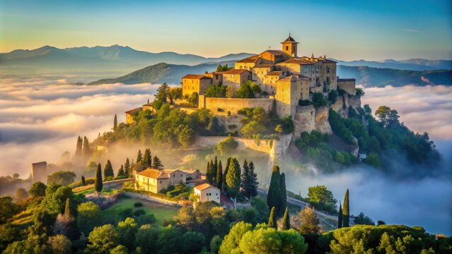Rocher Mistral overlooking the chateau de la Barben in Provence-Alpes-Cote d'Azur, France, Rocher Mistral