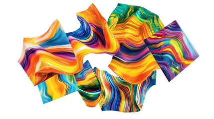 Fototapeta premium Vibrant Abstract Fluid Paintings on White Background Generative AI