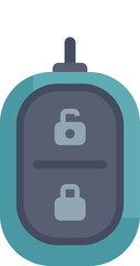 Minimalist vector illustration featuring a car key fob with lock and unlock buttons, symbolizing security and access