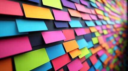 Fototapeta premium Abstract Colorful Pattern of Rectangular Shapes on Black Background