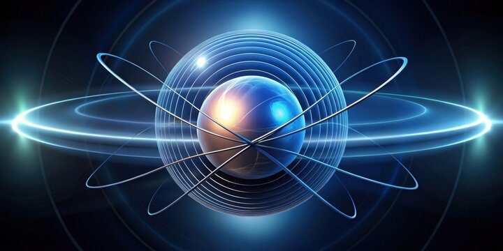 of spintronics arrow rotating around sphere with counterclockwise motion and magnetic field lines , Spintronics