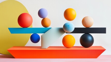 Balancing Colors A Surreal 3D Abstract Artwork