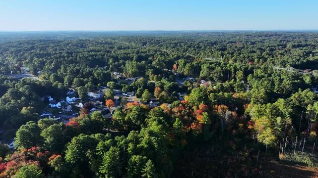 Amazing Fall Aerial View of Billerica, MA In Fall in New England