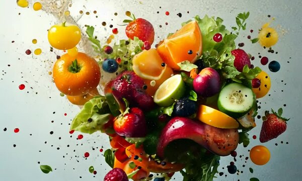 Vibrant Fruit and Vegetable Explosion