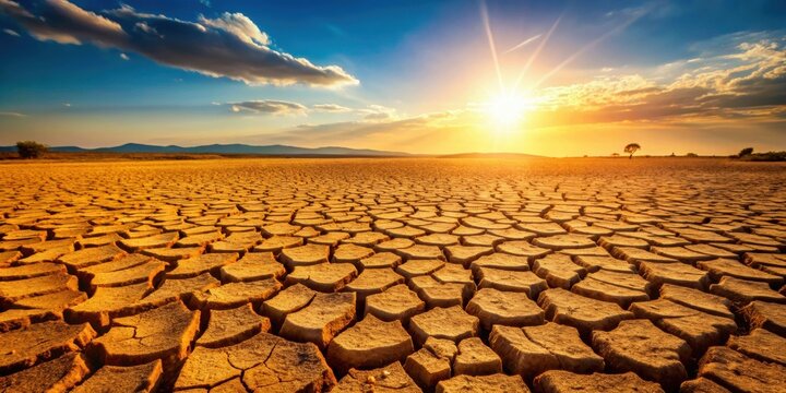 Dry, cracked land under scorching heat, drought, arid, desert, climate change, dry, barren, hot, sunny, cracked, parched
