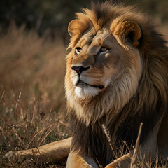 Fototapeta premium male lion in the wild