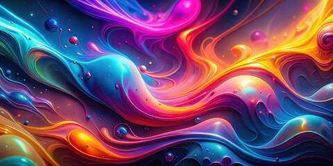 Vibrant neon fluid abstract background resembling glowing liquid paint, neon, fluid, abstract, background, vibrant, glowing