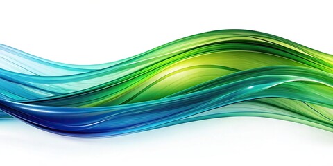 Low Angle Abstract Green and Blue Waves on White Background