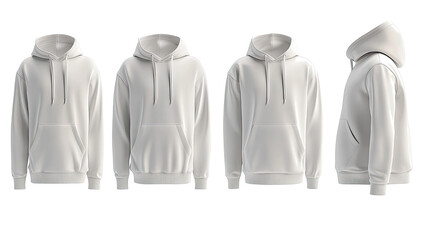 White Hoodies Shown From Various Angles on White Background Generative AI