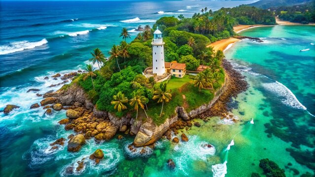 Aerial View of Dondra Lighthouse: Surreal Landscape of Sri Lanka&rsquo;s Coastal Beauty