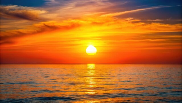 of a large sun setting over the sea horizon , sunrise, sunset, ocean, sky, horizon, water, tranquil, peaceful, nature, scenic
