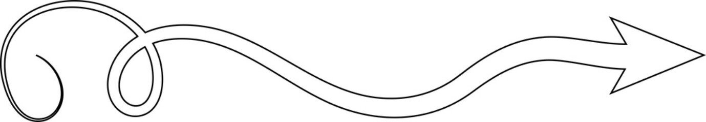 Arrows curve and wavy. Hand drawn thin line