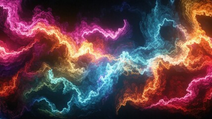 Abstract background of colorful flowing energy lines.