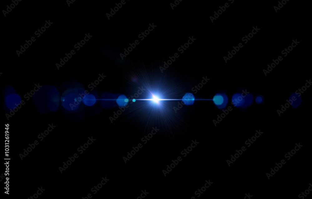 Aufkleber a bright blue light shines in the center of the image, creating a large burst of light rays that spr
