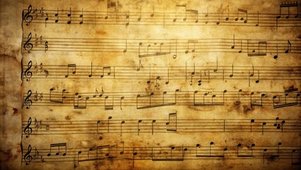 Fototapeta premium Vintage sheet music with antique musical notes and lyrics , retro, aged, nostalgic, classical, melody, composition