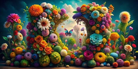 Alphabet of Colorful Flowers - Surreal Floral Art for Creative Projects
