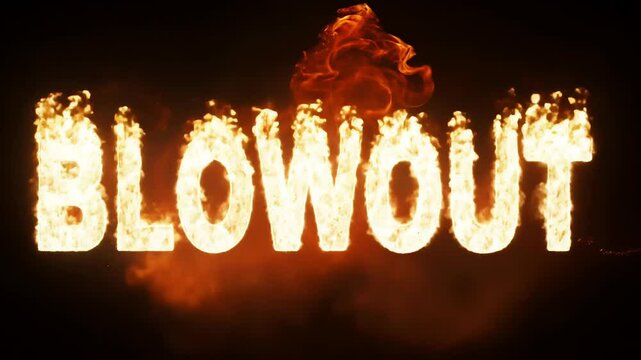 Fiery Blowout Text Animation with Dynamic Flame Effects