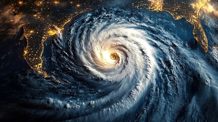 Hurricane tracking map of swirling storm systems and wind patterns