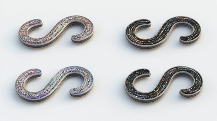 Fototapeta premium Four Decorative Hooks With Unique Shimmering Designs for Versatile Use Generative AI