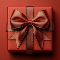 Red Gift Box with Golden Ribbon and Bow