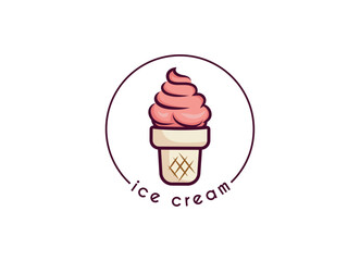 Ice Cream Logo Design. Ice cream shop logo badges and labels, gelateria signs
