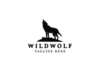 Wild Wolf Logo Design. Silhouette of wolf logo design