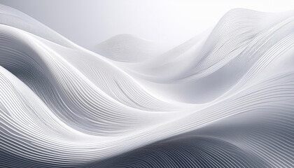 clean white background with flowing lines creates serene atmosphere