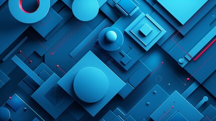 Blue background with geometric elements, simple lines and shapes
