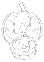 One continuous line of Halloween Pumpkin, Jack O' Lantern. Thin Line Illustration vector concept. Contour Drawing Creative ideas.