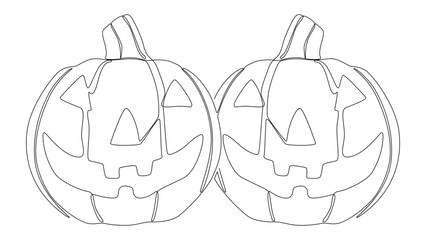 One continuous line of Halloween Pumpkin, Jack O' Lantern. Thin Line Illustration vector concept. Contour Drawing Creative ideas.