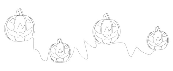 One continuous line of Halloween Pumpkin, Jack O' Lantern. Thin Line Illustration vector concept. Contour Drawing Creative ideas.