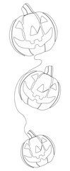 One continuous line of Halloween Pumpkin, Jack O' Lantern. Thin Line Illustration vector concept. Contour Drawing Creative ideas.