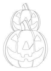 One continuous line of Halloween Pumpkin, Jack O' Lantern. Thin Line Illustration vector concept. Contour Drawing Creative ideas.