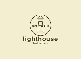 Lighthouse logo design vector illustration. Lighthouse harbor logo design