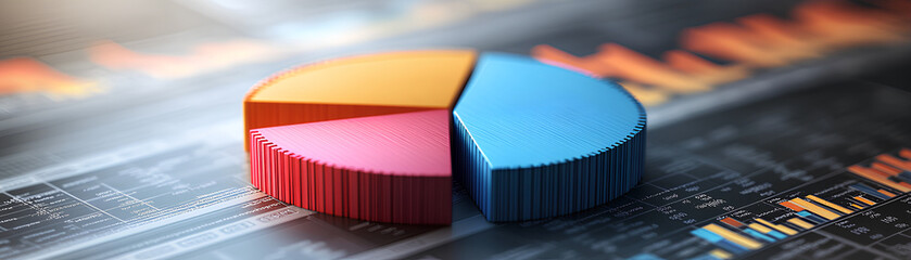 Obraz premium Strategic business plan with a pie chart and bar graphs, concept of company direction and goals