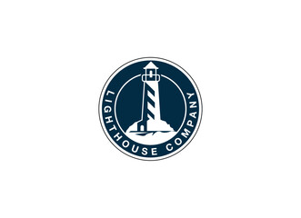 Lighthouse logo design vector illustration. Lighthouse harbor logo design