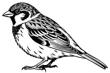 Sparrow beautiful bird vector art illustration with white background