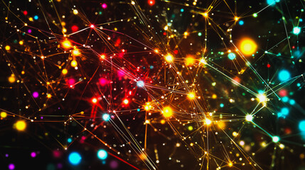 Obraz premium Abstract business connection of lines from nodes It is connected to endless nodes and represents the innovation of communication in the network.