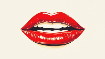 Obraz premium A bold red lip look brings a touch of glamour, showcasing confidence and beauty in eyecatching D art.