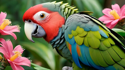 Fototapeta premium red and yellow macaw